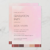 Modern Blush Pink Graduation Party Kaart (Voorkant / Achterkant)