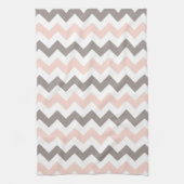 Modern Blush Pink Gray Chevron Kitchen Towel Theedoek (Verticaal)