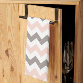 Modern Blush Pink Gray Chevron Kitchen Towel Theedoek