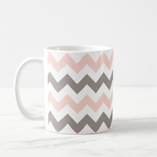 Modern Blush Pink Gray Chevron Pattern Koffiemok (Links)