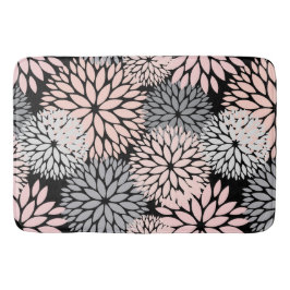 Modern Blush Pink Grey Dahlia Floral Badmat