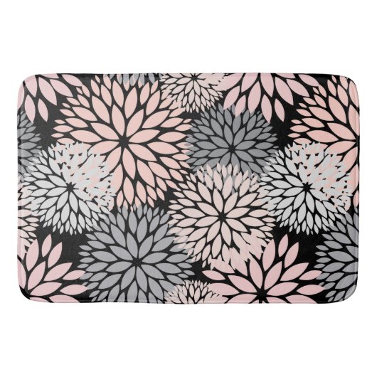 Modern Blush Pink Grey Dahlia Floral Badmat (Voorkant)