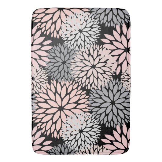 Modern Blush Pink Grey Dahlia Floral Badmat (Voorkant Verticaal)