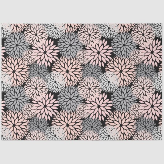 Modern Blush Pink Grey Dahlia Floral Tissuepapier (Voorkant)