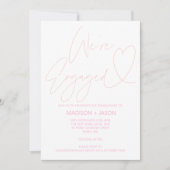 Modern Blush Pink Heart Engagement Party Uitnodigt Kaart (Voorkant)