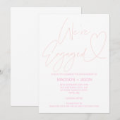 Modern Blush Pink Heart Engagement Party Uitnodigt Kaart (Voorkant / Achterkant)