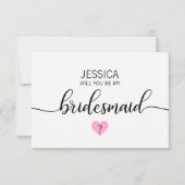 Modern Blush PINK Heart zal je mijn Bridesmaid zij Kaart (Voorkant)