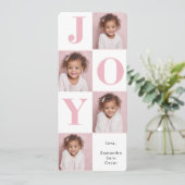 Modern Blush Pink JOY Verticale Foto Kerstmis (Staand voorkant)