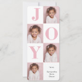Modern Blush Pink JOY Verticale Foto Kerstmis (Voorkant)