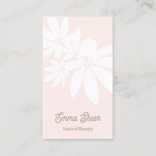 Modern Blush Pink Leaves Branch Visitekaartje (Voorkant)