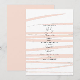 Modern Blush Pink Lines Abstract Art Baby shower Kaart