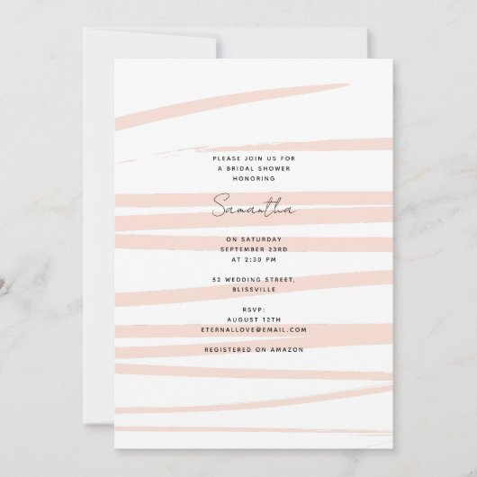 Modern Blush Pink Lines Abstract Art Vrijgezellenf Kaart (Voorkant)