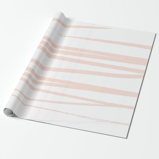 Modern Blush Pink Lines Abstracte kunst Cadeaupapier (Uitgerold)