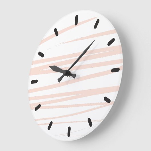 Modern Blush Pink Lines Abstracte kunst Grote Klok (Hoek)