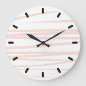 Modern Blush Pink Lines Abstracte kunst Grote Klok (Voorkant)