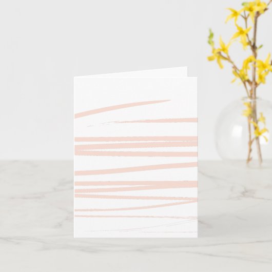 Modern Blush Pink Lines Abstracte kunst Kaart (Gele Bloem)