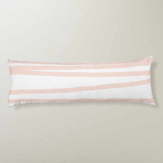 Modern Blush Pink Lines Abstracte kunst Lichaamskussen (Achterkant)