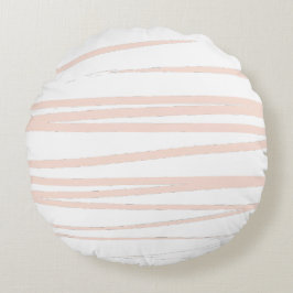 Modern Blush Pink Lines Abstracte kunst Rond Kussen