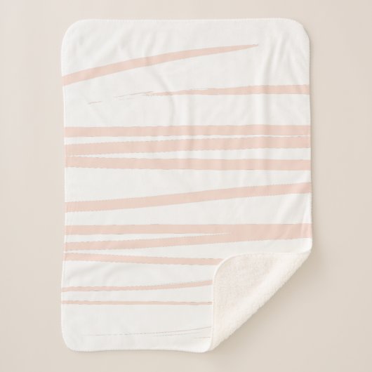 Modern Blush Pink Lines Abstracte kunst Sherpa Deken (Voorkant)