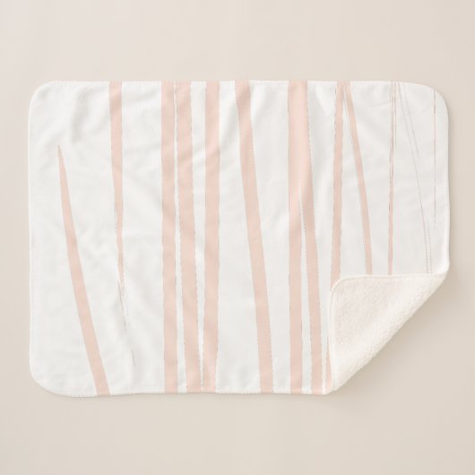 Modern Blush Pink Lines Abstracte kunst Sherpa Deken (Voorkant (horizontaal))