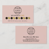 Modern Blush Pink Logo Business Reward Punch Klantenkaartje (Voorkant / Achterkant)