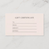 Modern Blush Pink Logo Cadeaubon Business Visitekaartje (Achterkant)
