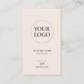 Modern Blush Pink Logo Cadeaubon Business Visitekaartje (Voorkant)