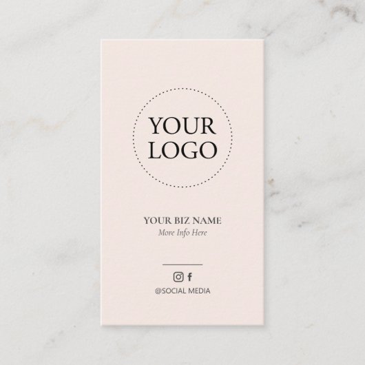 Modern Blush Pink Logo Cadeaubon Business Visitekaartje (Voorkant)