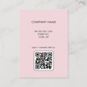 Modern Blush Pink Logo QR Code Visitekaartje (Achterkant)