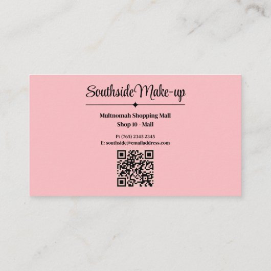 Modern Blush Pink Makeup Artist Business  Visitekaartje (Achterkant)