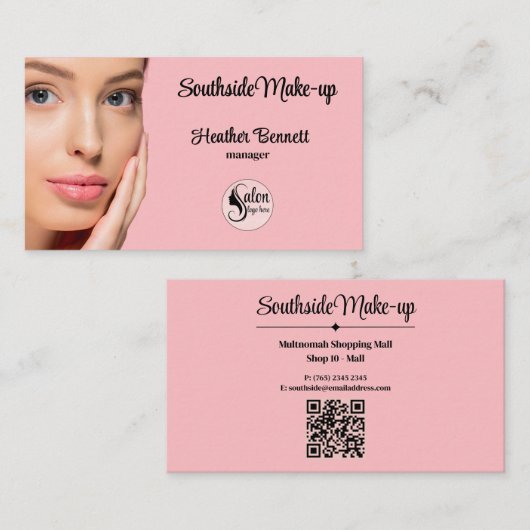 Modern Blush Pink Makeup Artist Business  Visitekaartje (Voorkant / Achterkant)