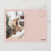 Modern Blush Pink Merry + Bright Christmas Photo Briefkaart (Achterkant)
