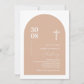 Modern Blush Pink Minimalist Arch Christening Kaart (Voorkant)