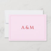 Modern blush pink minimalist wedding RSVP kaartje (Achterkant)