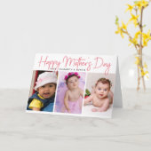 Modern Blush Pink Moederdag Foto Kaart (Gele Bloem)