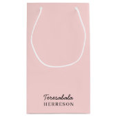 Modern Blush Pink Monogram Design Klein Cadeauzakje (Achterkant)