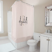 Modern Blush Pink Monogram op maat Douchegordijn (In situ)