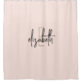 Modern Blush Pink Monogram op maat Douchegordijn (Voorkant)