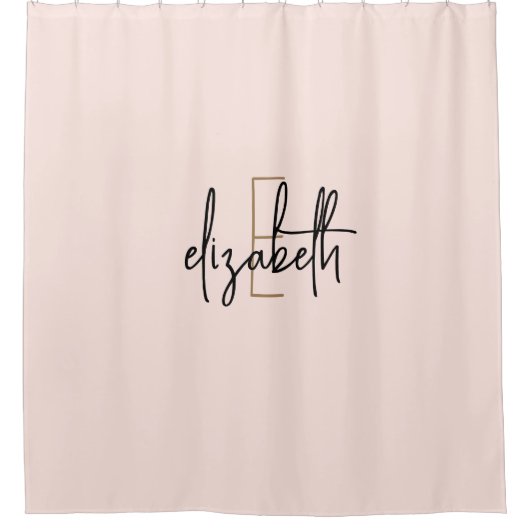 Modern Blush Pink Monogram op maat Douchegordijn (Voorkant)