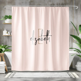 Modern Blush Pink Monogram op maat Douchegordijn