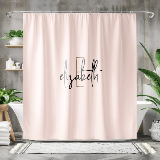 Modern Blush Pink Monogram op maat Douchegordijn