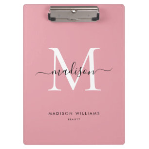 Modern Blush Pink Monogram Stijlvolle Script Naam Klembord