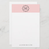 Modern Blush Pink Monogrammed Stationery Briefpapier (Voorkant / Achterkant)