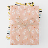 Modern Blush Pink Mustard Yellow Geometric Pattern Inpakpapier Vel (In situ)