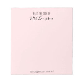 Modern Blush Pink Name Script vanaf het bureau van Notitieblok