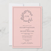 Modern Blush Pink Navy Blue Monogram Weddenschap Kaart (Voorkant)