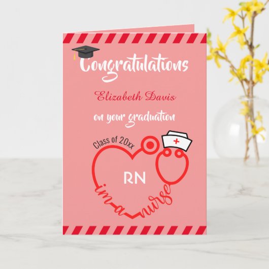 Modern Blush Pink Neurse Afstuderen Gefeliciteerd Kaart (Gele Bloem)