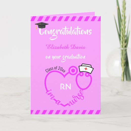 Modern Blush Pink Neurse Afstuderen Gefeliciteerd Kaart (Voorkant)