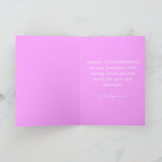 Modern Blush Pink Neurse Afstuderen Gefeliciteerd Kaart (Binnen)