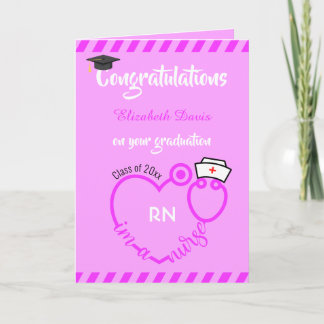 Modern Blush Pink Neurse Afstuderen Gefeliciteerd Kaart